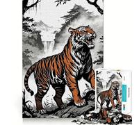 Tiger Asian Landscape Adults Puzzles 1000 Piece Jigsaws Reason Skill Toy Slow Enjoy Exact Cut Art Collection Piece 38x26cm