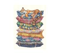 Tiger Asleep on a Pile of Cushions Card Daniel Mackie Designs 7 x 5 inches wrapped in cello with envelope