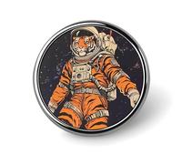 Tiger Astronaut Round Pins Badge Brooch Printed Button Tie Lapel Pin Decoration for Women Men