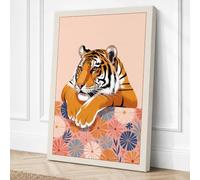 Tiger at Rest Boho Canvas Wall Art Print 24x16 Inch (61 x 41 cm)