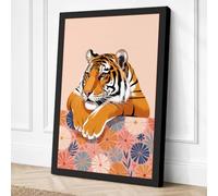 Tiger at Rest Boho Canvas Wall Art Print 24x16 Inch (61 x 41 cm)
