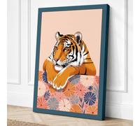 Tiger at Rest Boho Canvas Wall Art Print 24x16 Inch (61 x 41 cm)