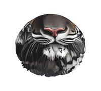 Tiger at rest Double layer women's shower cap, reusable, large size design suitable for all hair lengths, suitable for girls, spa and home salon use.