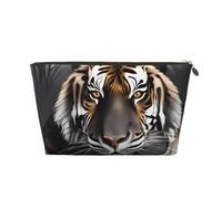 Tiger at Rest Leather Toiletry Travel Bag-Waterproof Cosmetic Pouch for Women, Large Capacity Makeup Organiser with Zip for Toiletries