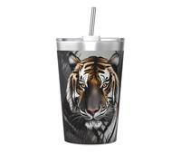 Tiger at Rest Patterned conical Straw Thermos Cup, Insulated Straw Cup, Perfect for Gym use or Taking with You