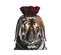 Tiger at rest Print Christmas Drawstring Bags Snack Wrap, Reusable Holiday Treat Sacks for Presents S