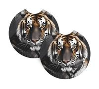Tiger at rest Printed coasters (2-pack) for car interiors, waterproof and quick-drying, for cars and trucks