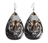 Tiger at rest Teardrop-shaped leather earrings are a luxurious and fashionable accessory suitable for women, showcasing individual charm.