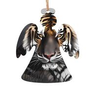 Tiger at rest Wooden Tree Ornaments Angel Shape 6 PCS, Hanging Decorative Pendants, Vintage Design for Holiday