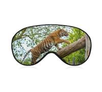 Tiger at The Zoo Climbing A Tree Sleep Mask with Adjustable Strap, Comfortable Soft Eye Mask Sleeping Aid, Light-Blocking Eye Masks
