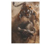 Tiger Attacking Buffalo Artistic Wooden Jigsaw Puzzle for Adults, 1000 PCS | Thoughtful year-end gift: activity for family time.