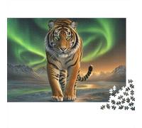 Tiger Aurora Borealis Landscape-1 Jigsaw Puzzles Puzzles for Adults Kids. 1000 Pieces Impossible Challenge Toy Educational Game Home Decoration for Adults& Kids Age 14 Years Up 52x38cm/1000pcs