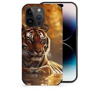Tiger Autumn Sunset Printed Phone Case Slim Cute Microfiber Cellphone Protective Cover Unisex Compatible with iPhone 14/14 Plus/14 Pro/14 Pro Max