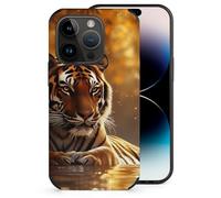 Tiger Autumn Sunset Printed Phone Case Slim Cute Microfiber Cellphone Protective Cover Unisex Compatible with iPhone 14/14 Plus/14 Pro/14 Pro Max