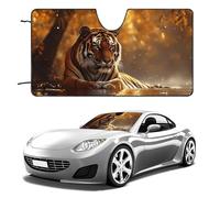 Tiger Autumn Sunset Printed Windshield Sun Shade Heat Absorption Windproof Foldable Car Window Shades Cover for Universal Vehicle