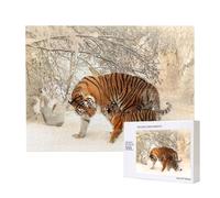 Tiger Baby Tigerfamile Young,500 Pieces Wooden Jigsaw Family Game Jigsaw Puzzles for Adults Teens Home Decor