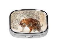 Tiger Baby Tigerfamile Young,Meta Pill Box 2 Compartment Medicine Case,Portable Organizer,Rectangle Meta Portable Organizer Pill Box 2150 Compartment Medicine Case