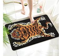 Tiger Bath Mat Imitation Cashmere Cute Funny Bathroom Rug - Rubber Non-Slip Super Absorbent Thin Bath Rug for Tub Shower Sinks Home Decor (20" L x 32" W)