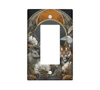 Tiger Bathroom Single Rocker Light Switch Cover, Wildlife Nature Lion Bird None Orange Plastic Standard Size Switch Plate Decorative for Home Living Room Bedroom Apartment Decor
