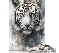 Tiger Beauty Black Ink 1000 Piece Jigsaw Puzzles for Adults | | Family Fun Jigsaws Puzzles for Adults Gifts Intellectual Games 1000pcs (75x50cm)