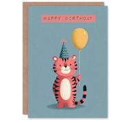 Tiger Birthday Card for Child Cute Jungle Animal Card Blank Inside
