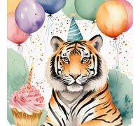 Tiger Birthday Card - happy birthday card - 145 x 145mm