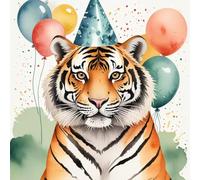 Tiger Birthday Card - Tiger Birthday party card - 145 x 145mm