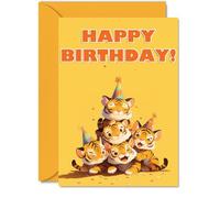 Tiger Birthday Cards for Her or Him, Party Animals Pyramid