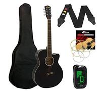 Tiger Black Acoustic Guitar Pack for Students - Including FREE Tuner