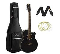 Tiger Black Acoustic Guitar Pack for Students with Padded Bag