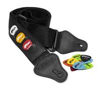 Tiger Black Guitar Strap and 12 Free Picks
