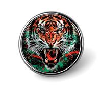 Tiger Black History African U.S. Flag Round Brooch Pin Lapel Pins Tie Suit Dress Accessories Wedding Birthday For Men Women