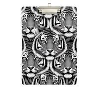 Tiger Black White Gray Clipboard Acrylic Writing Board A4 Standard Size Clip Board with Low Profile Metal Clip for Women Men Office Supplies