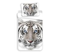 Tiger Blanc Bed Linen 100% Cotton 140 x 200 cm 70 x 90 cm (White)