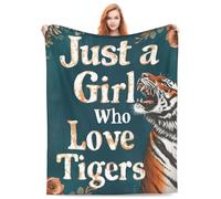 Tiger Blanket Gifts for Kids Just a Girl Who Loves Tigers Flannel Throw Blankets Soft Fuzzy Lightweight for Home Decor Couch Bed Sofa 60x50 Inches