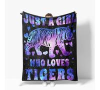 Tiger Blanket Just A Girl Who Loves Tigers Fleece Throw Blanket Super Soft Warm Cozy Fuzzy Plush Tigers Blanket Gifts for Girls Boys Kids Room Decor 30"X40"