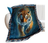 Tiger Blanket Wild Animal Print Throw Blankets for Couch Sofa Bed Stuff Decor Soft Cozy Fleece Plush Flannel Bedding Gifts for Men Women Adults Lover 60"x80"