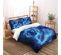 Tiger Blue Light Bedding Set 3D Design Animal Theme Wildlife Duvet Cover Set Microfiber Quilt Cover Suitable for Family,couple,children with Pillow Super King(260x220cm)