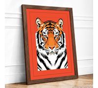 Tiger Bold Geometric Framed Wall Art Print A1 (84.1×59.4cm) Walnut, Wall Decor for Living Room, Bedroom, Office & Home, Ready to Hang, Art Gift