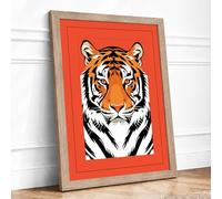 Tiger Bold Geometric Framed Wall Art Print A3 Oak