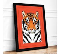 Tiger Bold Geometric Framed Wall Art Print A4 Black