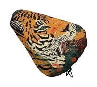 Tiger Botanical Print Bike Seat Cover, Extra Soft Comfy Bicycle Cover, Rain Sun Protector Seats Protectors Durable Dustproof Covers for City Mountain Bikes