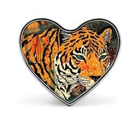 Tiger Botanical Print Fashion Brooch Pin - National Flag And Cute Smiling Dog 1 Inch Cute Enamel Heart Badges, Metal Lapel Pins for Men & Women, Decorative Metal Pinback for Hats, Shirts, Bags, Jacket