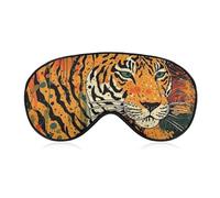 Tiger Botanical Print Sleep Mask for Women Men Side Sleeper Eye Cover with Adjustable Strap Soft Breathable Blackout Mask Slip-Free Deep Sleeping Travel Essentials