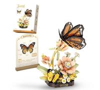 Tiger Butterfly Flower Bouquet Building Blocks Set, 526 PCS Nature Insect Floral Building Toys, Botanical Brick Flower Building Kit for Home Desk Decor, Birthday Romantic Gift for Mother's Day