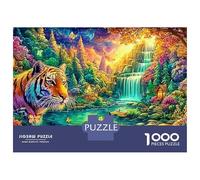 Tiger by A Waterfall in A Vivid Forest 1000-Piece Jigsaw Puzzle The Forest King Family Entertainment for Adults & Kids 70x50cm/1000pcs