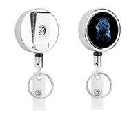 Tiger Camera Thunder Metal Retractable Keychain with Key Rings Reel Badge Holder Clips for Conferences Office