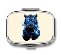 Tiger Camera Thunder Portable Pill Organizer with 2 Compartments Square Medicine Box Compact Travel Pharmacy Case