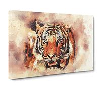 Tiger Canvas Print | Gallery Wrapped 30mm Frame Wall Art | 30x20 inches | Ready to Hang | Modern Animals Picture | Living Room Bedroom Lounge Office