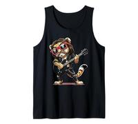 Tiger Cheetah Playing Bass Guitar Guitarist Rocker Pose Cool Tank Top